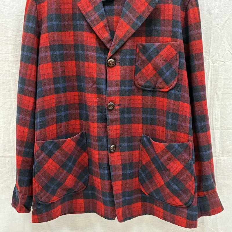 ペンドルトン PENDLETON ジャケット、上着 ジャケット、ブレザー 70s USA製 ウール チェック 3釦 テーラードジャケット くるみボタン ヴィンテージ M チェック メンズ USED 古着 中古 50148630