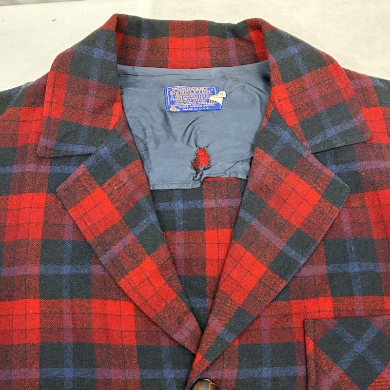 ペンドルトン PENDLETON ジャケット、上着 ジャケット、ブレザー 70s USA製 ウール チェック 3釦 テーラードジャケット くるみボタン ヴィンテージ M チェック メンズ USED 古着 中古 50148630