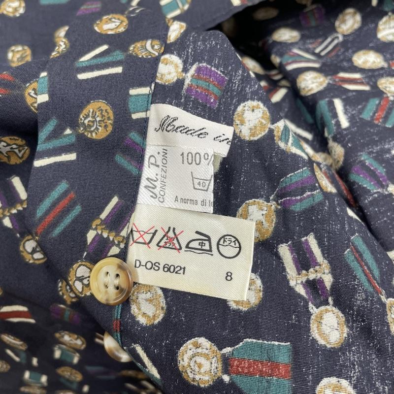 ジバンシィ GIVENCHY シャツ、ブラウス 長袖 80s 長袖 シャツ 胸ポケット ボタン 総柄 メダル柄 S 総柄 X プリント マルチカラー / マルチカラー / multicolor メンズ USED 古着 中古 50148635