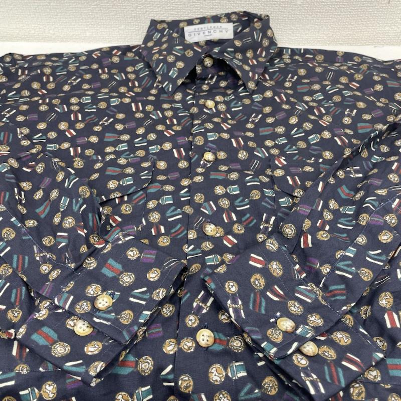 ジバンシィ GIVENCHY シャツ、ブラウス 長袖 80s 長袖 シャツ 胸ポケット ボタン 総柄 メダル柄 S 総柄 X プリント マルチカラー / マルチカラー / multicolor メンズ USED 古着 中古 50148635