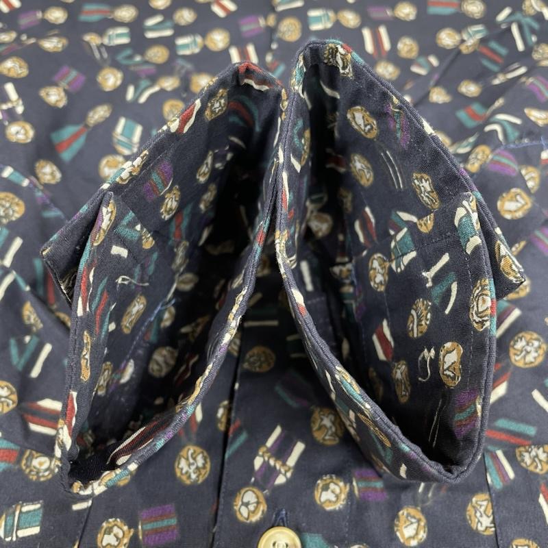 ジバンシィ GIVENCHY シャツ、ブラウス 長袖 80s 長袖 シャツ 胸ポケット ボタン 総柄 メダル柄 S 総柄 X プリント マルチカラー / マルチカラー / multicolor メンズ USED 古着 中古 50148635