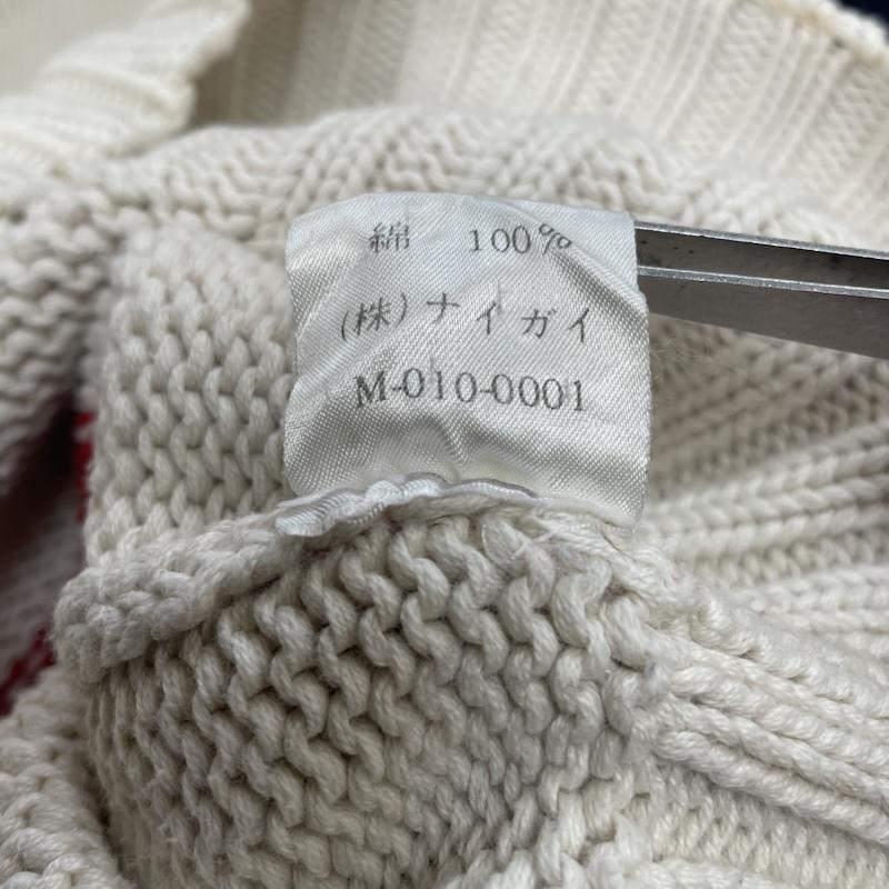 ポロバイラルフローレン Polo by RALPH LAUREN ニット、セーター 長袖 コットンニット クルーネック セーター 長袖 ボーダーライン ロゴ 刺繍入り L ロゴ、文字 X 刺繍 白 / ホワイト / white X 赤 / レッド / red X 紺 / ネイビー / navy メンズ USED 古着 中古 50148636