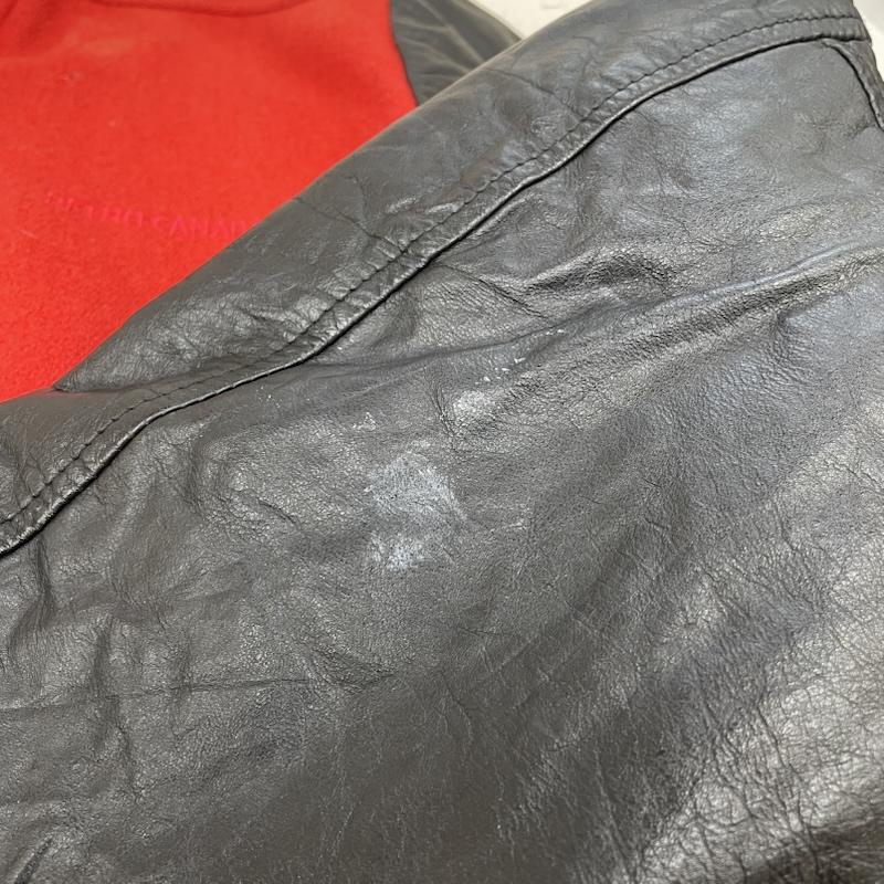 古着 USED ジャケット、上着 ジャンパー、ブルゾン mark s work wearhouse 袖 レザー スタジャン ラインリブ スナップボタン バーシティ L 無地 黒 / ブラック / black X 赤 / レッド / red メンズ USED 古着 中古 50148641