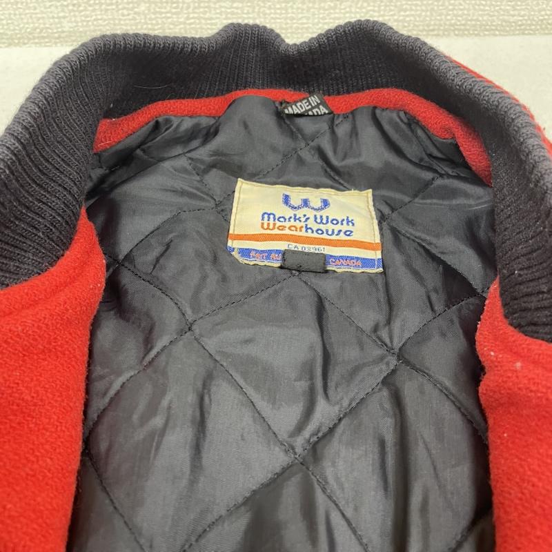 古着 USED ジャケット、上着 ジャンパー、ブルゾン mark s work wearhouse 袖 レザー スタジャン ラインリブ スナップボタン バーシティ L 無地 黒 / ブラック / black X 赤 / レッド / red メンズ USED 古着 中古 50148641