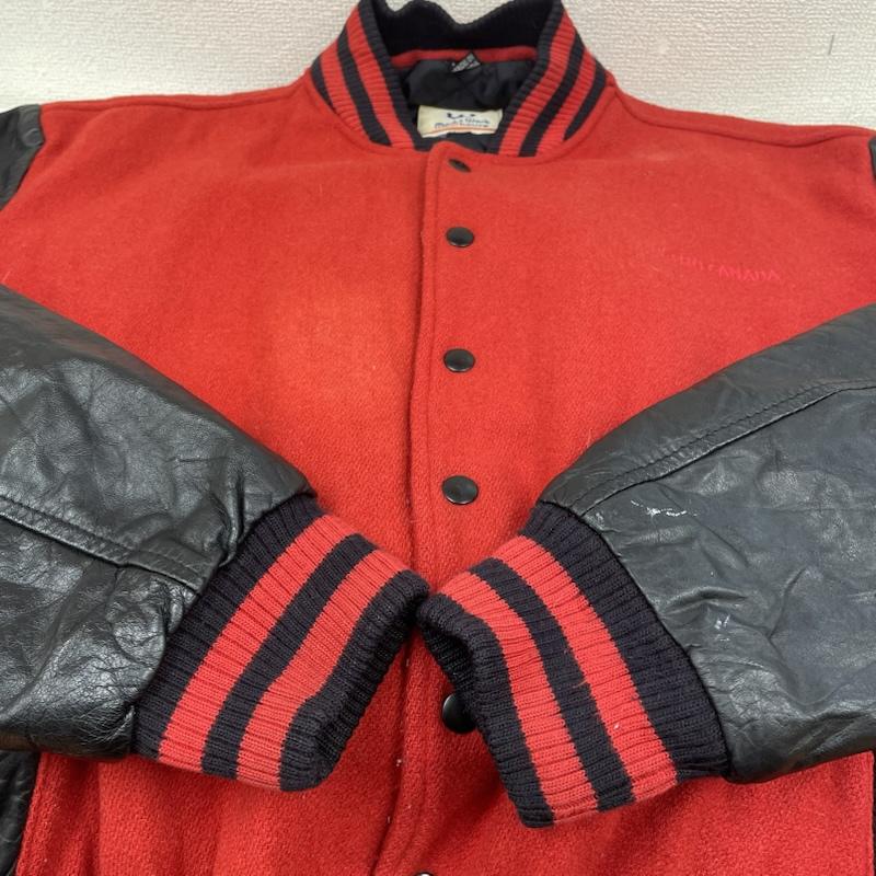 古着 USED ジャケット、上着 ジャンパー、ブルゾン mark s work wearhouse 袖 レザー スタジャン ラインリブ スナップボタン バーシティ L 無地 黒 / ブラック / black X 赤 / レッド / red メンズ USED 古着 中古 50148641
