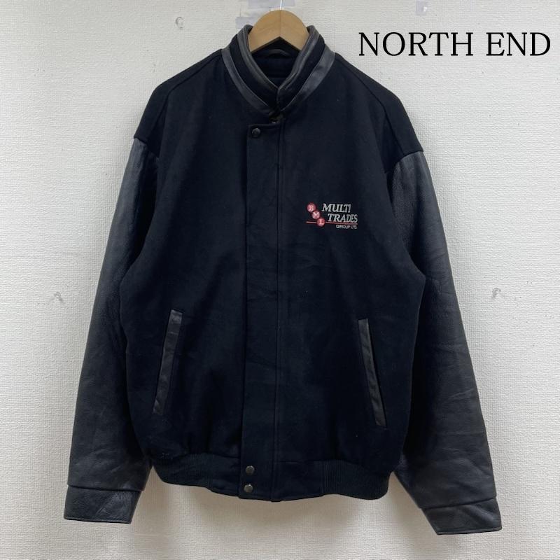 古着 USED ジャケット、上着 ジャンパー、ブルゾン NORTH END カナダ製 メルトンウール 袖 レザー スタジャン スタジアムジャンパー L ロゴ、文字 X 刺繍 黒 / ブラック / black メンズ USED 古着 中古 50148643