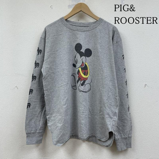 ピッグアンドルースター PIG&ROOSTER Tシャツ 長袖 ロンT 長袖 Tシャツ クルーネック ハワイアン ミッキーマウス プリント ディズニー ヤシの木 42 キャラクター X プリント X  灰 / グレー / gray メンズ USED 古着 中古 50148647