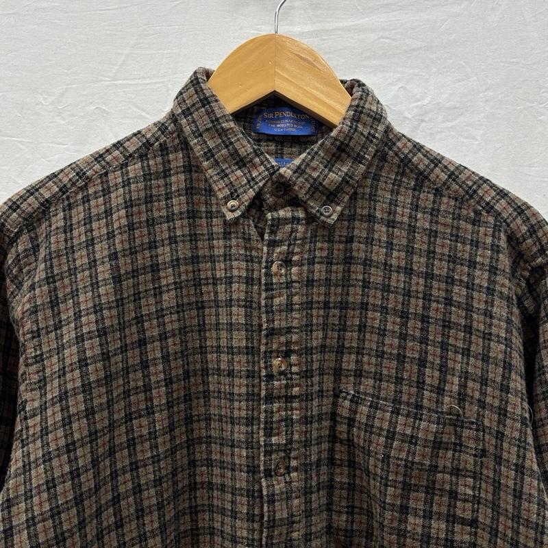 ペンドルトン PENDLETON シャツ、ブラウス 長袖 チェック柄 ウール ボタンダウン 長袖 シャツ L 茶 / ブラウン / brown メンズ USED 古着 中古 50148657