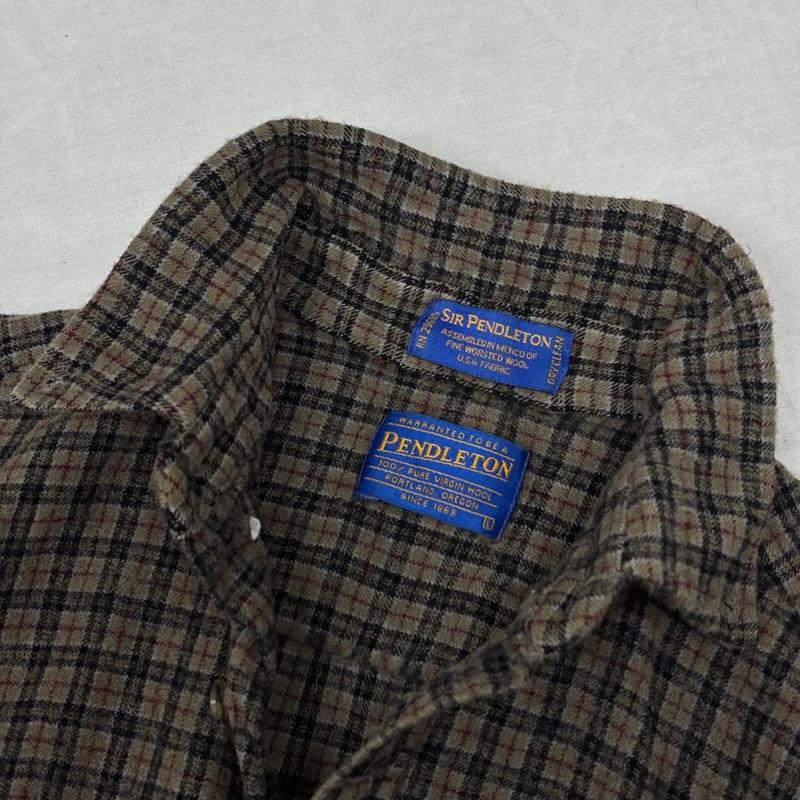 ペンドルトン PENDLETON シャツ、ブラウス 長袖 チェック柄 ウール ボタンダウン 長袖 シャツ L 茶 / ブラウン / brown メンズ USED 古着 中古 50148657