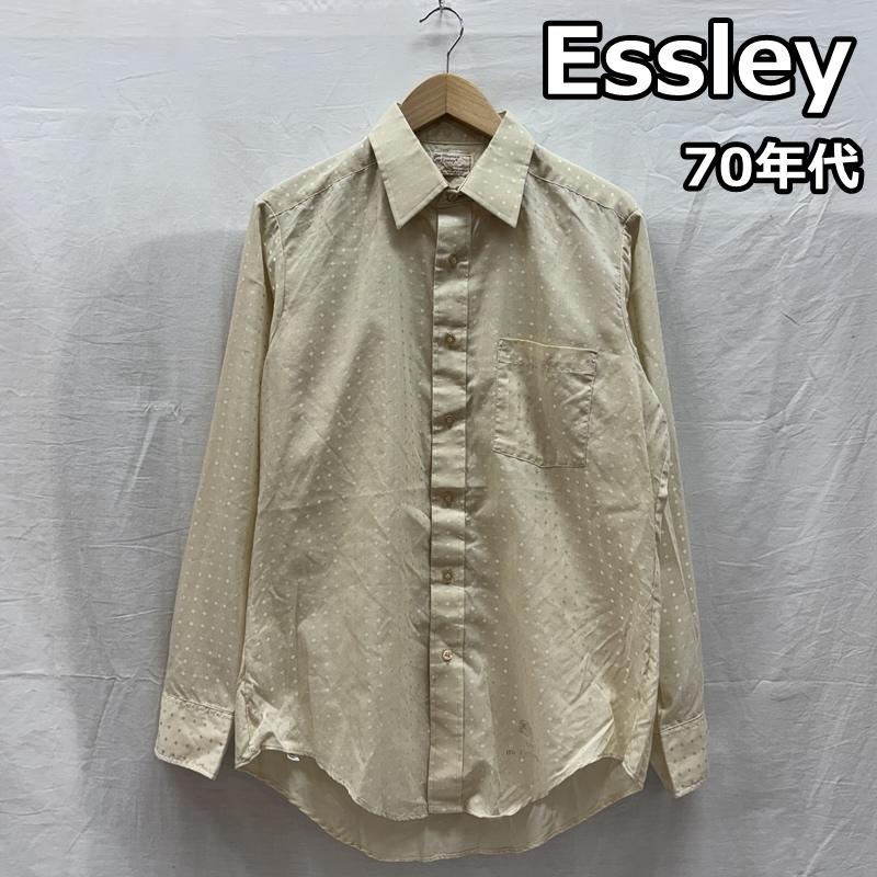 古着 USED シャツ、ブラウス 長袖 Essley 70年代 ビンテージ USA製 総柄 襟芯入り 長袖 シャツ UNION MADE ユニオンメイド スタンプ 70s - ベージュ / ベージュ / beige メンズ USED 古着 中古 50148664
