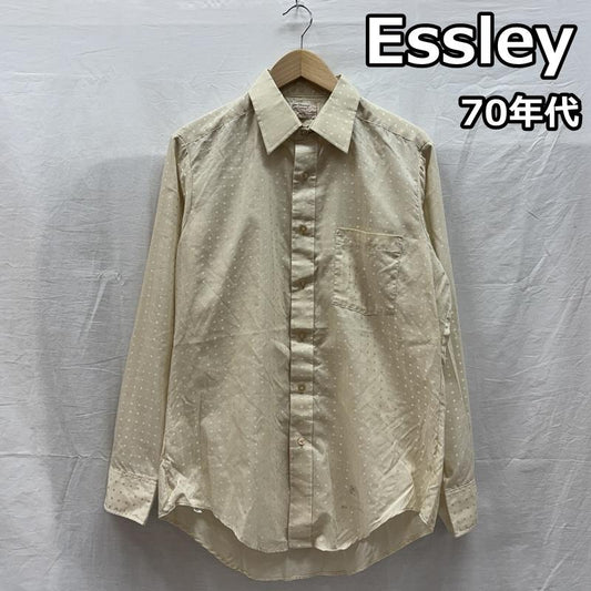 古着 USED シャツ、ブラウス 長袖 Essley 70年代 ビンテージ USA製 総柄 襟芯入り 長袖 シャツ UNION MADE ユニオンメイド スタンプ 70s - ベージュ / ベージュ / beige メンズ USED 古着 中古 50148664