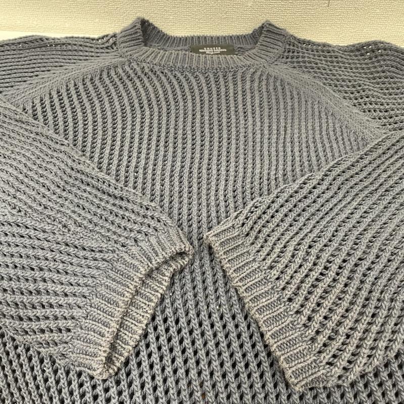 アンユーズド UNUSED ニット、セーター 長袖 クルーネック メッシュ ニット 長袖 US1988 3G crew neck mesh knit 3 無地 紺 / ネイビー / navy メンズ USED 古着 中古 50148666