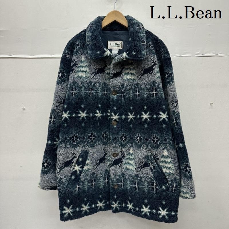 エルエルビーン L.L.Bean ジャケット、上着 ジャンパー、ブルゾン 90s ノルディック 総柄 ボア ジャケット - 青 / ブルー / blue メンズ USED 古着 中古 50148717