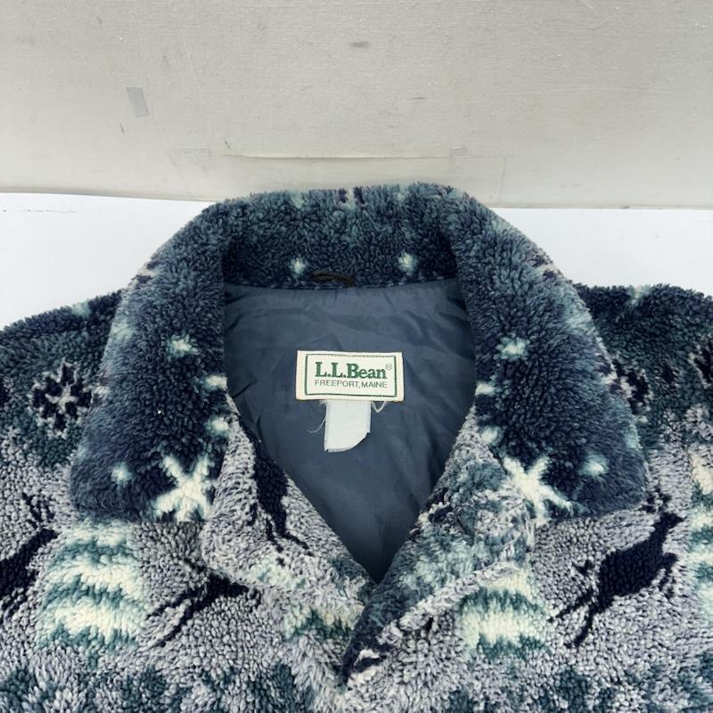 エルエルビーン L.L.Bean ジャケット、上着 ジャンパー、ブルゾン 90s ノルディック 総柄 ボア ジャケット - 青 / ブルー / blue メンズ USED 古着 中古 50148717