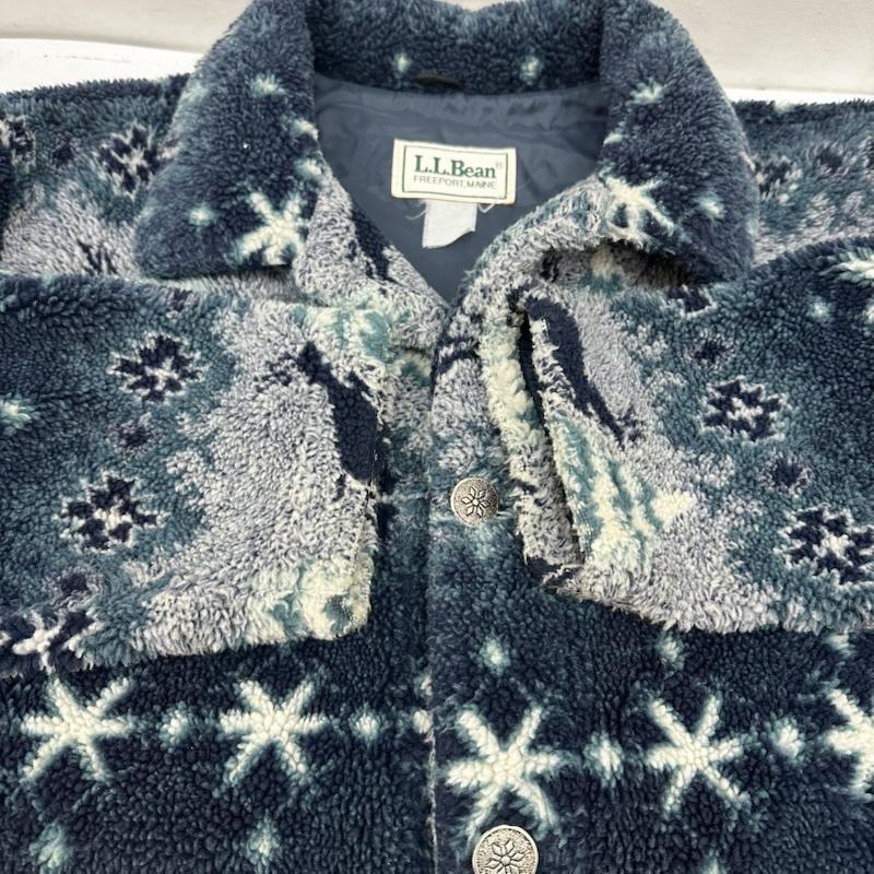 エルエルビーン L.L.Bean ジャケット、上着 ジャンパー、ブルゾン 90s ノルディック 総柄 ボア ジャケット - 青 / ブルー / blue メンズ USED 古着 中古 50148717
