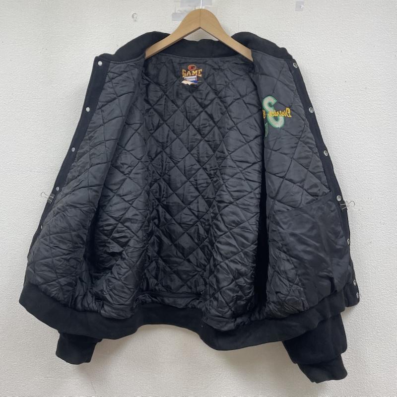 古着 USED ジャケット、上着 ジャンパー、ブルゾン GAME SPORTSWEAR スタジャン スタジアム ジャンパー ブルゾン スナップボタン ロゴ 刺繍 DISTRICT COUNCIL サイズ3XL - ロゴ、文字 X 刺繍 黒 / ブラック / black メンズ USED 古着 中古 50148726