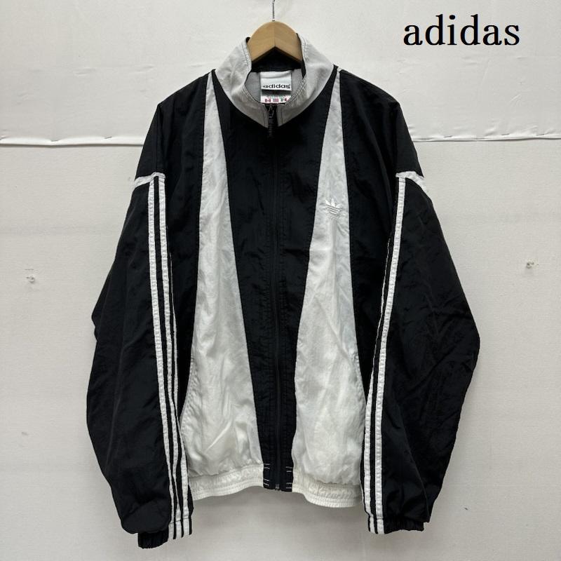 アディダス adidas ジャケット、上着 ジャンパー、ブルゾン 90s ロゴ 刺繍 切替 ナイロン ジップ ジャケット M 白 / ホワイト / white X 黒 / ブラック / black メンズ USED 古着 中古 50148743