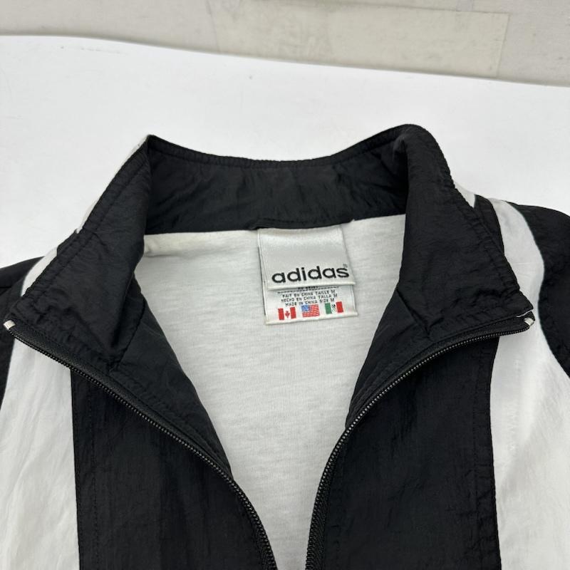 アディダス adidas ジャケット、上着 ジャンパー、ブルゾン 90s ロゴ 刺繍 切替 ナイロン ジップ ジャケット M 白 / ホワイト / white X 黒 / ブラック / black メンズ USED 古着 中古 50148743