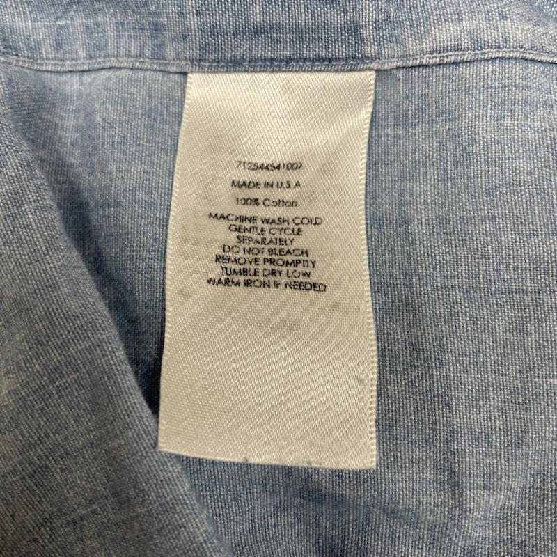 ポロラルフローレン POLO RALPH LAUREN シャツ、ブラウス 長袖 USA製 シャンブレー 長袖 ボタンダウン デニム シャツ 裾ポニーロゴ 刺繍 サイズ15 1/2 - ロゴ、文字 X 刺繍 インディゴ / インディゴ / Indigo メンズ USED 古着 中古 50148769