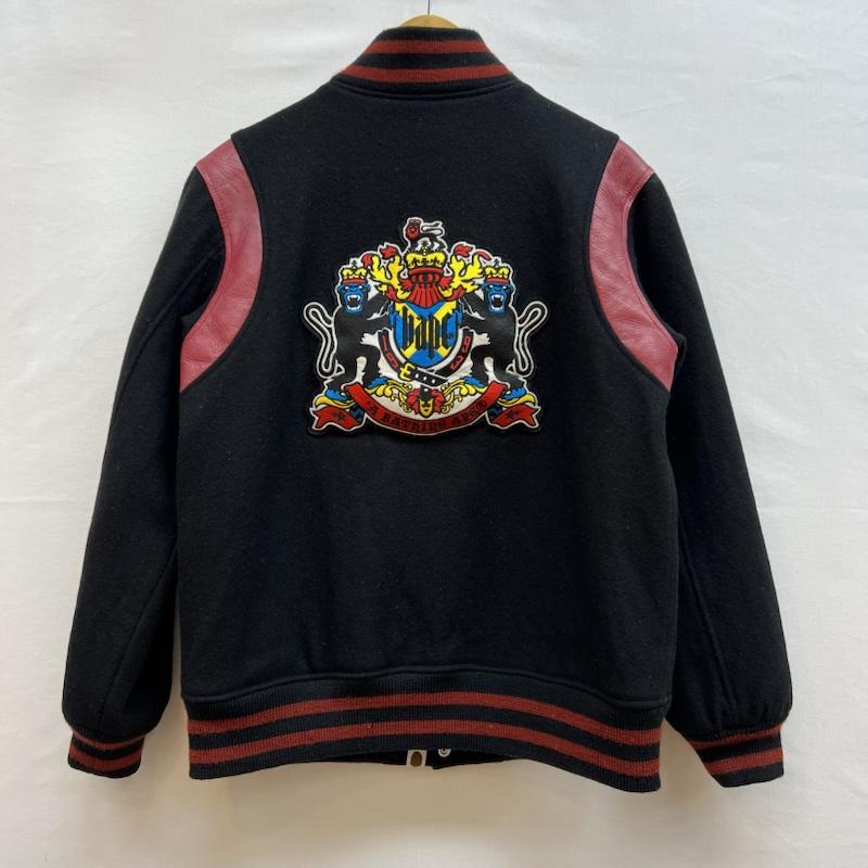 アベイシングエイプ A BATHING APE ジャケット、上着 ジャンパー、ブルゾン レザー 切替 メルトンウール スタジャン クラウン ワッペン M 黒 / ブラック / black X 赤 / レッド / red メンズ USED 古着 中古 50148775