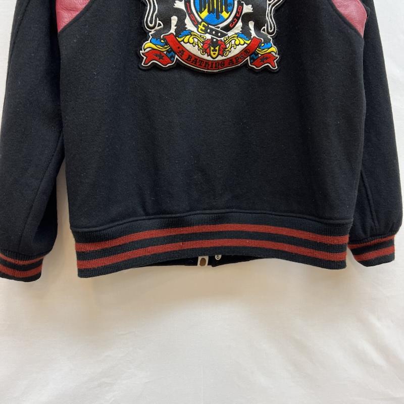 アベイシングエイプ A BATHING APE ジャケット、上着 ジャンパー、ブルゾン レザー 切替 メルトンウール スタジャン クラウン ワッペン M 黒 / ブラック / black X 赤 / レッド / red メンズ USED 古着 中古 50148775