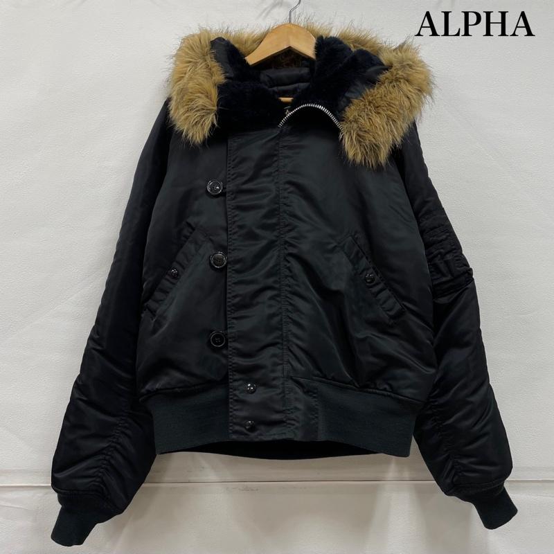 アルファ ALPHA ジャケット、上着 ジャンパー、ブルゾン N-2B フライト ジャケット ミリタリー 短丈 ファー ジップアップ 2010-001 Y2K M 無地 黒 / ブラック / black メンズ USED 古着 中古 50148776