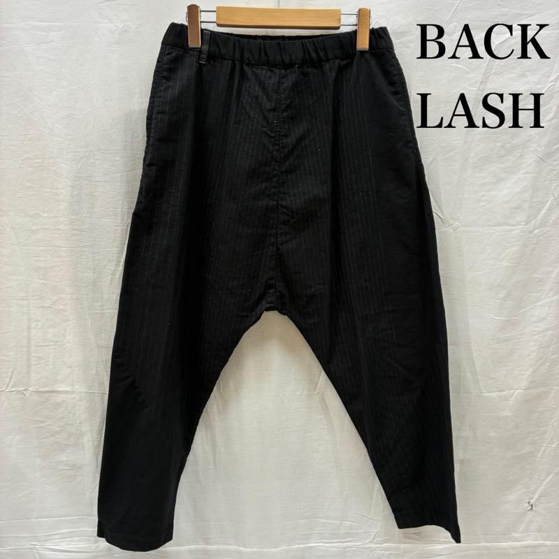 イサムカタヤマバックラッシュ ISAMUKATAYAMA BACKLASH パンツ サルエルパンツ 1847-01 ウール ナイロン ランダム ストライプ ルーズ イージー サルエル パンツ S ストライプ 黒 / ブラック / black メンズ USED 古着 中古 50148782