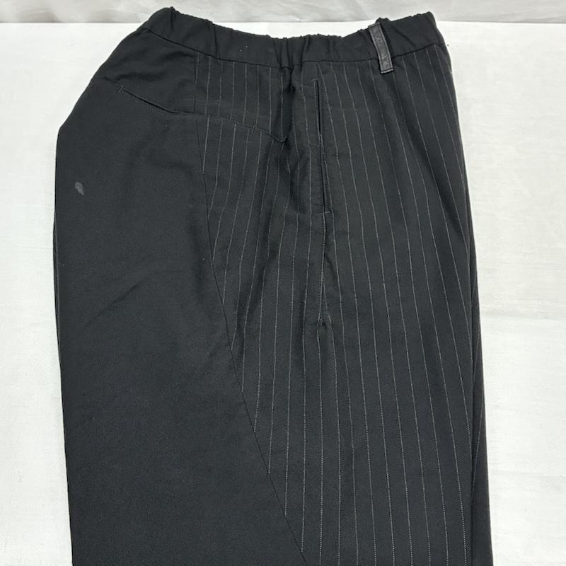 イサムカタヤマバックラッシュ ISAMUKATAYAMA BACKLASH パンツ サルエルパンツ 1847-01 ウール ナイロン ランダム ストライプ ルーズ イージー サルエル パンツ S ストライプ 黒 / ブラック / black メンズ USED 古着 中古 50148782