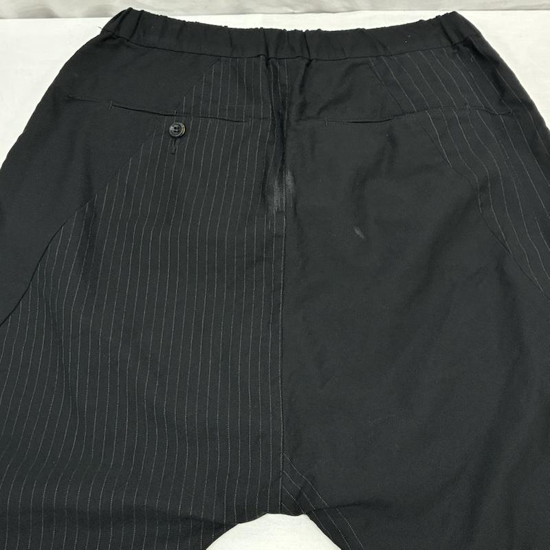 イサムカタヤマバックラッシュ ISAMUKATAYAMA BACKLASH パンツ サルエルパンツ 1847-01 ウール ナイロン ランダム ストライプ ルーズ イージー サルエル パンツ S ストライプ 黒 / ブラック / black メンズ USED 古着 中古 50148782
