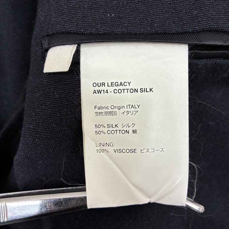 アワーレガシー Our Legacy ジャケット、上着 ジャケット、ブレザー 14AW コットン シルク 3B テーラード ジャケット ブレザー 46 紺 / ネイビー / navy メンズ USED 古着 中古 50148790