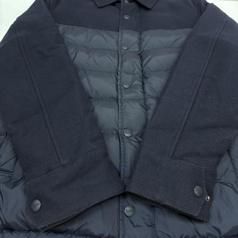 ヘルノ HERNO ジャケット、上着 ダウンジャケット ウール ナイロン コンビ 切替 ダウンジャケット 50 紺 / ネイビー / navy メンズ USED 古着 中古 50148794