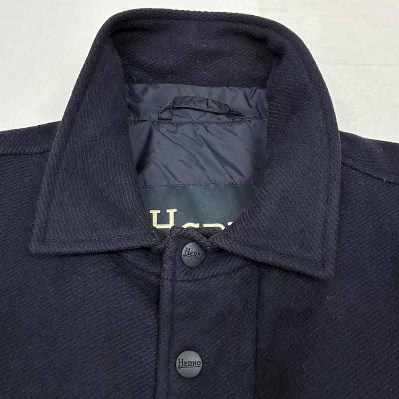 ヘルノ HERNO ジャケット、上着 ダウンジャケット ウール ナイロン コンビ 切替 ダウンジャケット 50 紺 / ネイビー / navy メンズ USED 古着 中古 50148794