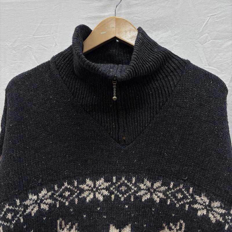 ロンドンフォグ LONDONFOG ニット、セーター 長袖 ハイネック ハーフジップ スノー柄 ニット セーター M メンズ USED 古着 中古 50148820