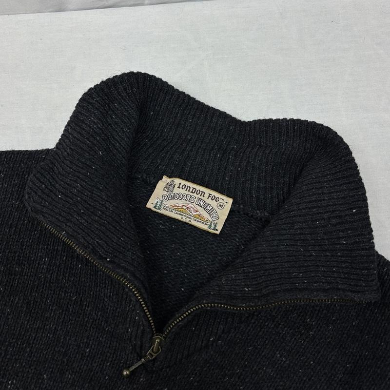 ロンドンフォグ LONDONFOG ニット、セーター 長袖 ハイネック ハーフジップ スノー柄 ニット セーター M メンズ USED 古着 中古 50148820