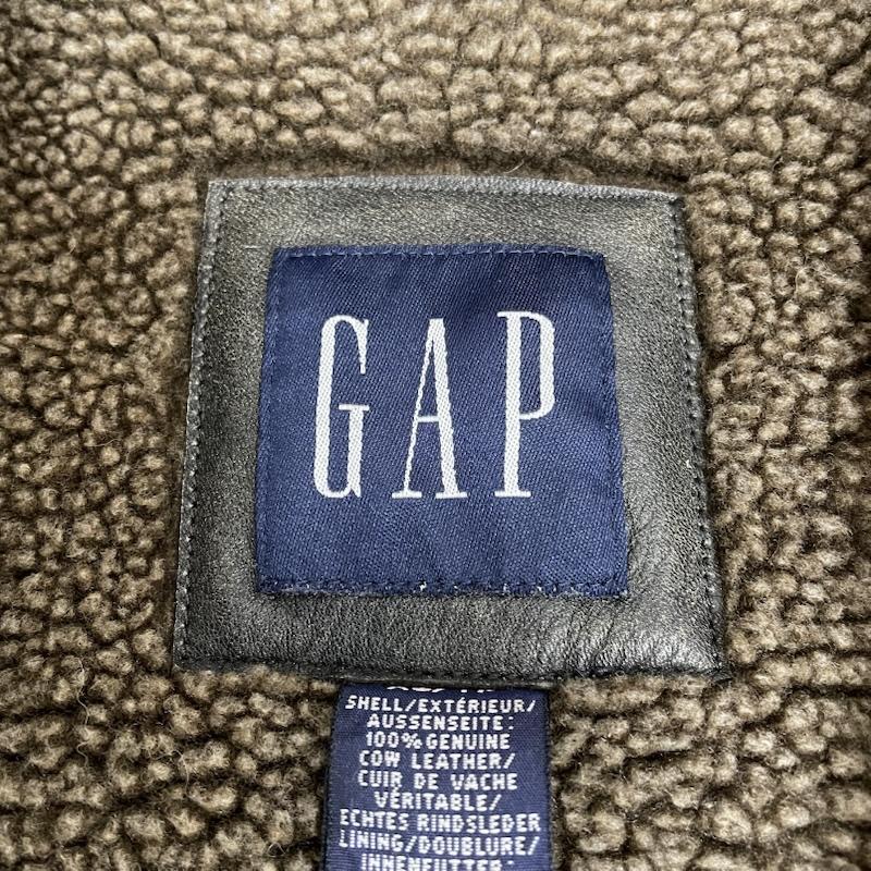 ギャップ GAP ジャケット、上着 レザージャケット 00s OLD 本革 レザー コート ジャケット 裏地 ボア 牛革 XS 無地 黒 / ブラック / black メンズ USED 古着 中古 50148831