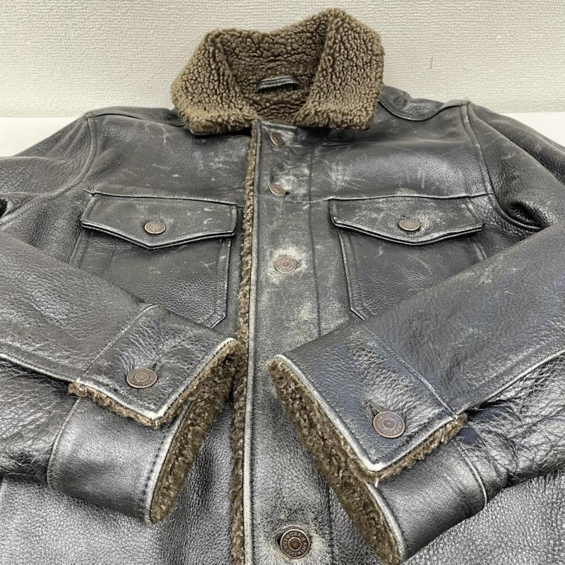ギャップ GAP ジャケット、上着 レザージャケット 00s OLD 本革 レザー コート ジャケット 裏地 ボア 牛革 XS 無地 黒 / ブラック / black メンズ USED 古着 中古 50148831