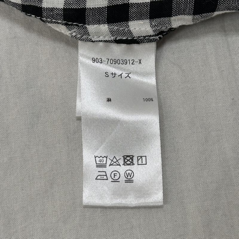 ＵＳＥＤ古着 USED/古着 シャツ、ブラウス 七分袖 KURASHI&TripsPUBLISHING 北欧、暮らしの道具店 PermanentAge７分袖シャツ リネンシャツ ギンガムチェックシャツ Sサイズ S チェック 黒 / ブラック / black X 白 / ホワイト / white レディース USED 古着 中古 50148835