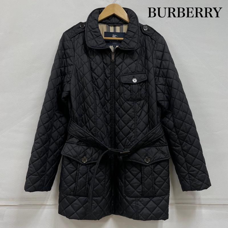 バーバリー BURBERRY コート コート一般 キルティング ロング コート ノバチェック ジャケット ジップアップ ベルト ロンドン 48 無地 黒 / ブラック / black レディース USED 古着 中古 50148848