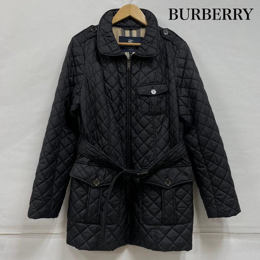バーバリー BURBERRY コート コート一般 キルティング ロング コート ノバチェック ジャケット ジップアップ ベルト ロンドン 48 無地 黒 / ブラック / black レディース USED 古着 中古 50148848