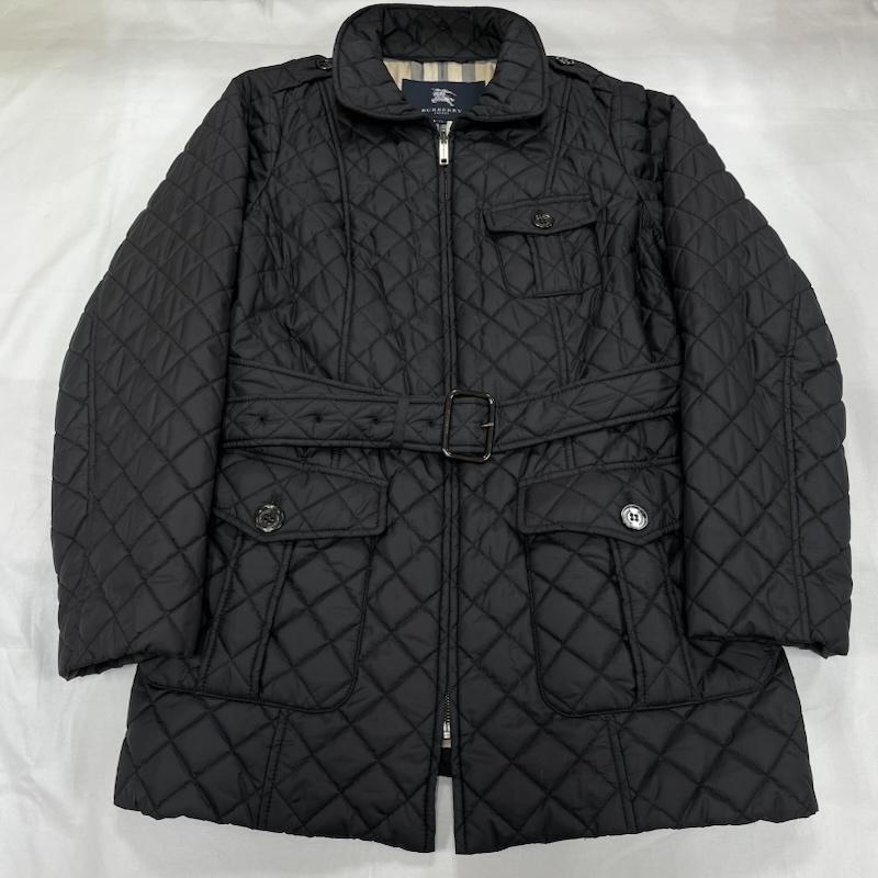 バーバリー BURBERRY コート コート一般 キルティング ロング コート ノバチェック ジャケット ジップアップ ベルト ロンドン 48 無地 黒 / ブラック / black レディース USED 古着 中古 50148848