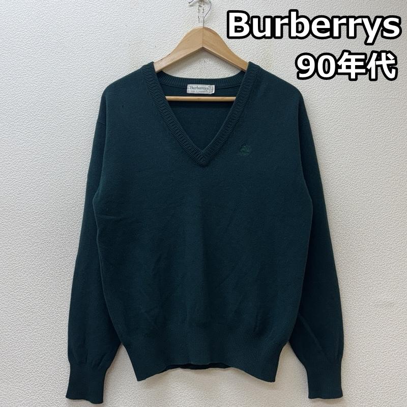 バーバリーズ BURBERRYS ニット、セーター 長袖 90年代 ビンテージ C-TK83 カシミヤブレンド ウール Vネック ニット セーター 90s VINTAGE M 緑 / グリーン / green メンズ USED 古着 中古 50148869