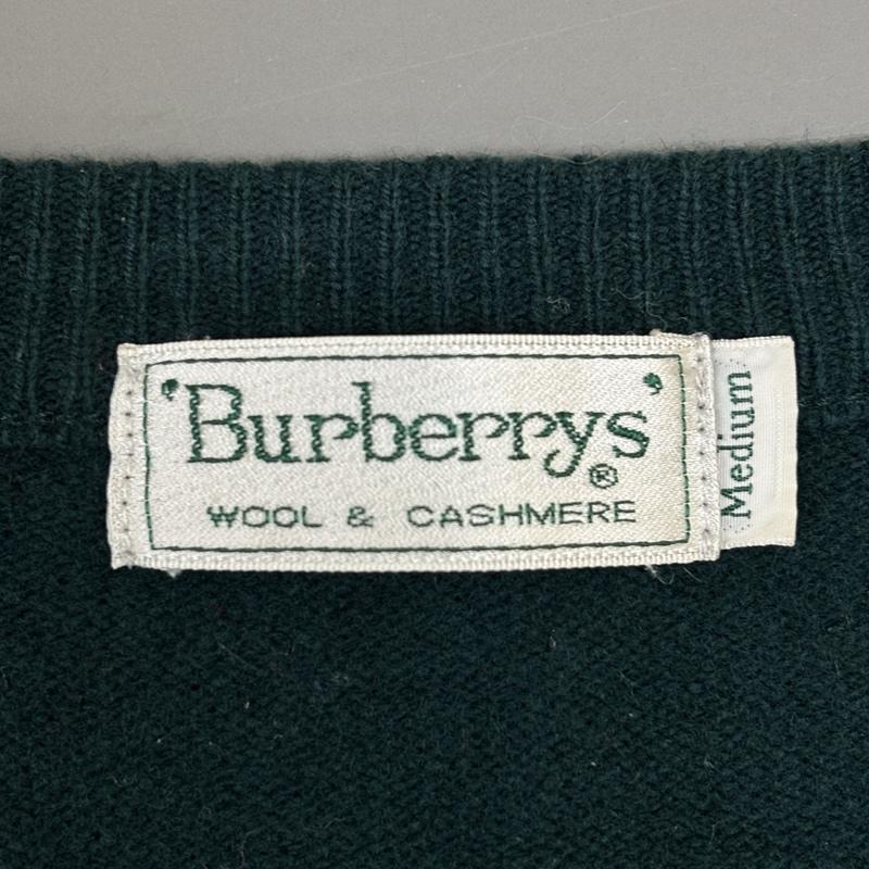 バーバリーズ BURBERRYS ニット、セーター 長袖 90年代 ビンテージ C-TK83 カシミヤブレンド ウール Vネック ニット セーター 90s VINTAGE M 緑 / グリーン / green メンズ USED 古着 中古 50148869