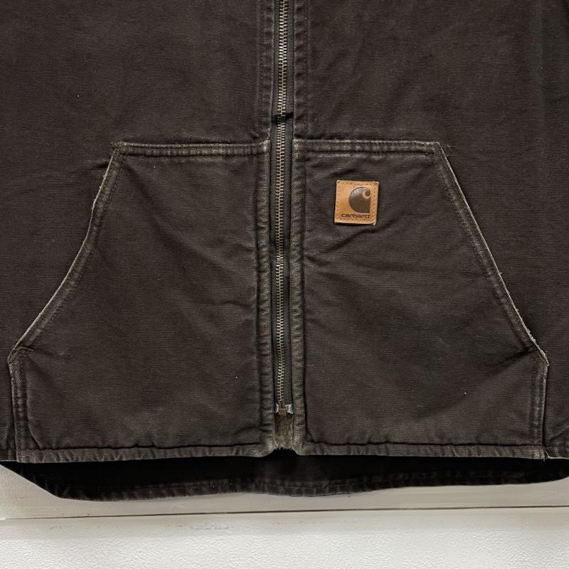 カーハート Carhartt ベスト ベスト ダックベスト ジップアップ ジャケット ボア 刺繍 ロゴ レザー パッチ メキシコ製 XL ロゴ、文字 X 刺繍 茶 / ブラウン / brown X マルチカラー / マルチカラー / multicolor メンズ USED 古着 中古 50148870