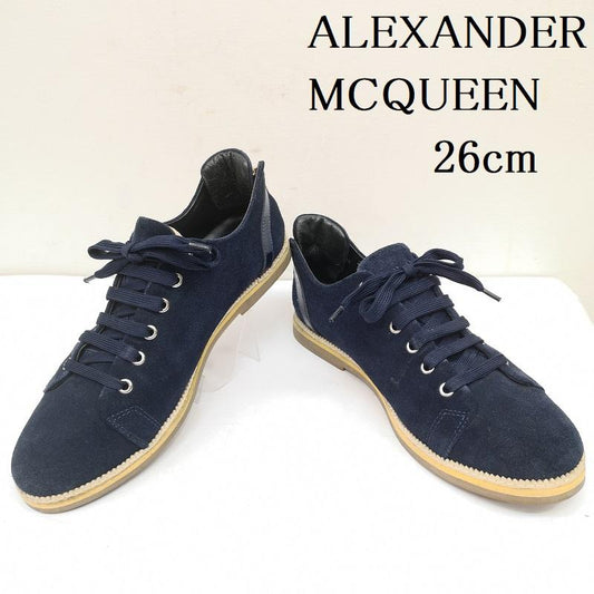 アレキサンダーマックイーン ALEXANDERMCQUEEN ブーツ 一般 スエード バックジップ サイド スカル レザー シューズ 41 26.0cm 紺 / ネイビー / navy メンズ USED 古着 中古 50148920