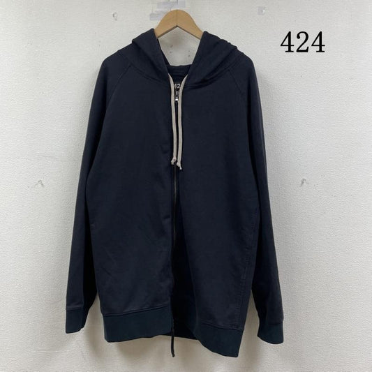 古着 USED パーカー 長袖 424 ジップアップ フーデッド スウェットシャツ 長袖 パーカー USA製 M ロゴ、文字 X  X プリント 黒 / ブラック / black メンズ USED 古着 中古 50148937