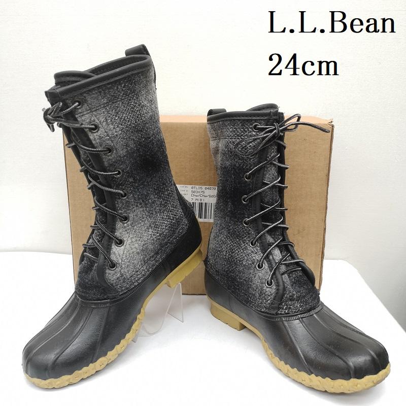 エルエルビーン L.L.Bean ブーツ 一般 ウール シグネチャー ビーン ブーツ 278976 USA製 US6 24.0cm 黒 / ブラック / black X 灰 / グレー / gray レディース USED 古着 中古 50148943
