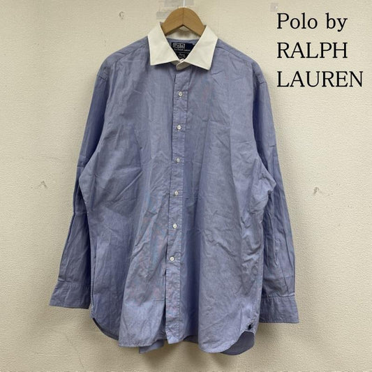 ポロバイラルフローレン Polo by RALPH LAUREN シャツ、ブラウス 長袖 REGENT CLASSIC FIT 長袖 クレリックシャツ 裾 ポニー ロゴ 刺繍 サイズ17-34 - ロゴ、文字 X 刺繍 白 / ホワイト / white X 青 / ブルー / blue メンズ USED 古着 中古 50148944