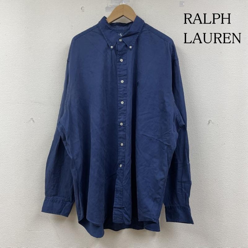 ラルフローレン RALPHLAUREN シャツ、ブラウス 長袖 90s Blake 長袖 シャツ ポニーロゴ 刺繍 ワンポイント シルク 62% コットン 38％ XXL ロゴ、文字 X 刺繍 X ワンポイント 青 / ブルー / blue メンズ USED 古着 中古 50148945