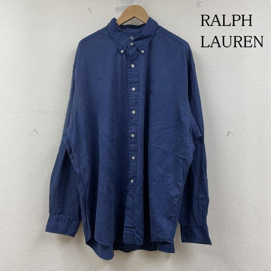 ラルフローレン RALPHLAUREN シャツ、ブラウス 長袖 90s Blake 長袖 シャツ ポニーロゴ 刺繍 ワンポイント シルク 62% コットン 38％ XXL ロゴ、文字 X 刺繍 X ワンポイント 青 / ブルー / blue メンズ USED 古着 中古 50148945