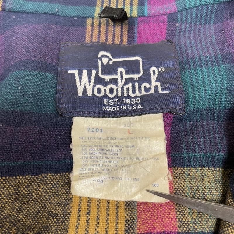 ウールリッチ WOOLRICH ジャケット、上着 ジャンパー、ブルゾン 80s USA製 マウンテンパーカー フルジップアップ ジャケット 裏地チェック柄 モスグリーン L 無地 X チェック 緑 / グリーン / green X マルチカラー / マルチカラー / multicolor メンズ USED 古着 中古 50148982